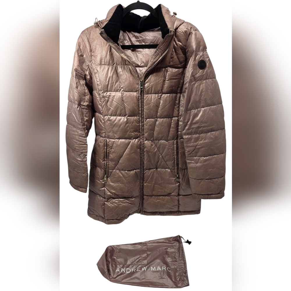 Andrew Marc Women's Shimmering Pink Puffer Jacket